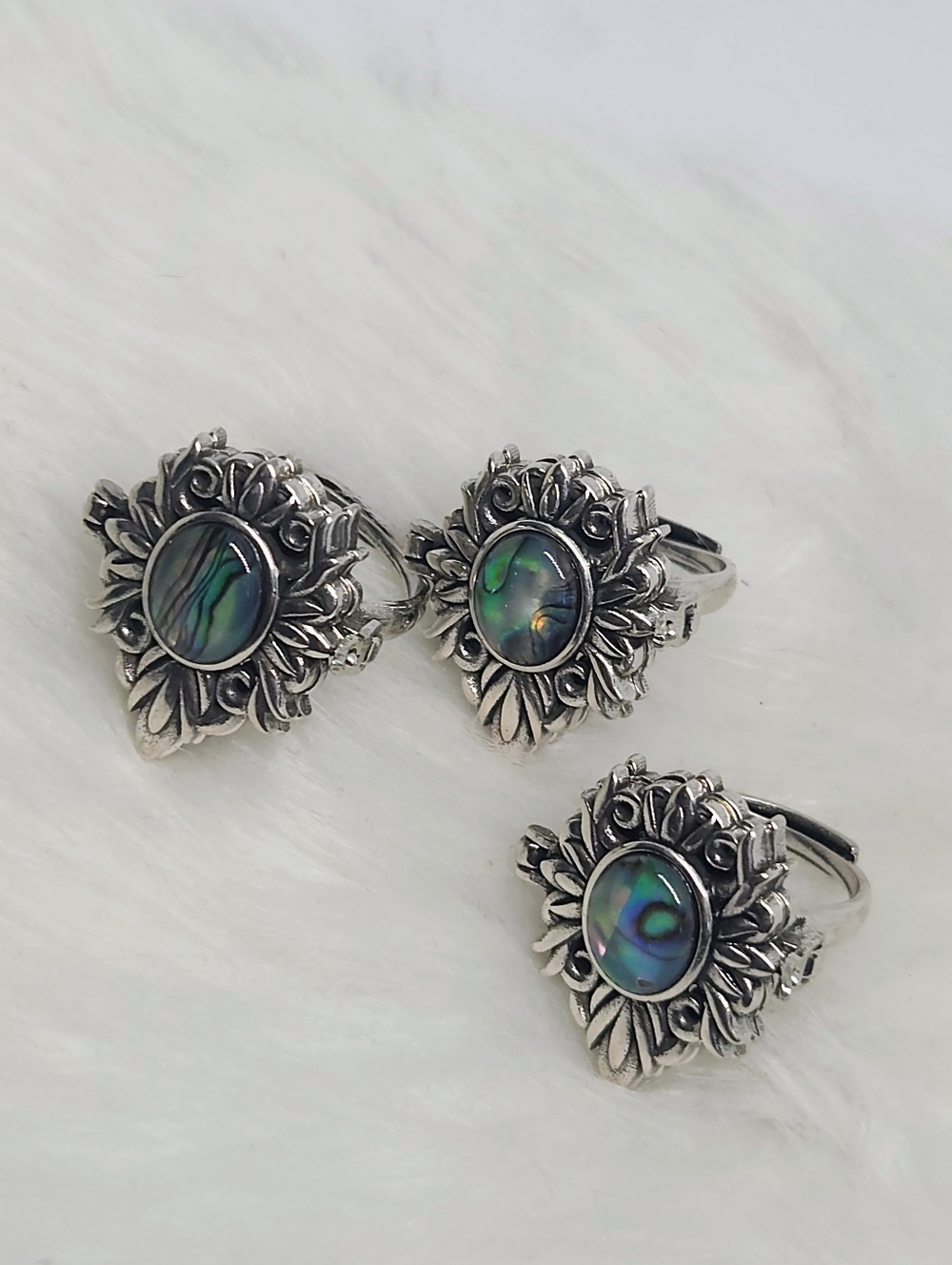 1 Pc Vintage Style Poison Ring | Abalone Shell Secret Compartment | Gothic Hinge - Picture 2 of 8